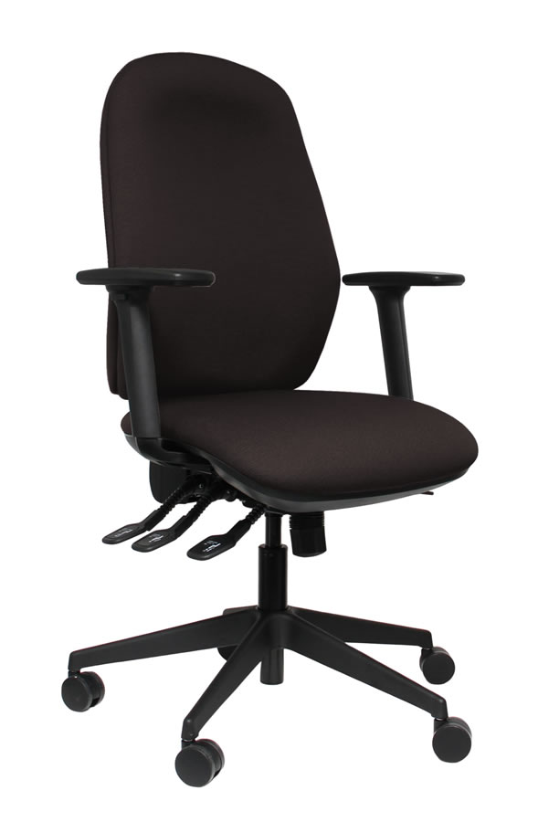 View Black Heavy Duty High Back Deeply Padded Operator Chair Seat Slide Height Adjustable Back Adjustable Arms Posture Comfort information