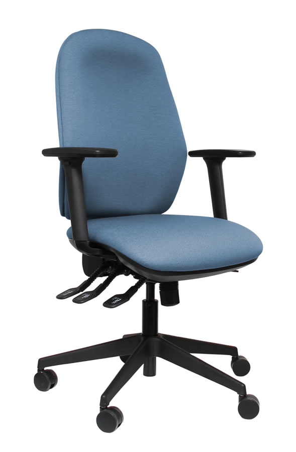 View Blue Heavy Duty High Back Deeply Padded Operator Chair Seat Slide Height Adjustable Back Adjustable Arms Posture Comfort information