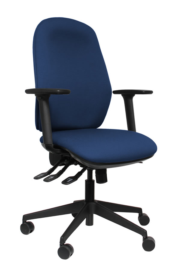 View Blue Heavy Duty High Back Deeply Padded Operator Chair Seat Slide Height Adjustable Back Adjustable Arms Posture Comfort information