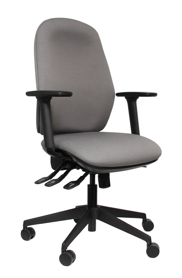 View Grey Heavy Duty High Back Deeply Padded Operator Chair Seat Slide Height Adjustable Back Adjustable Arms Posture Comfort information