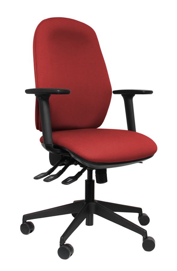 View Red Heavy Duty High Back Deeply Padded Operator Chair Seat Slide Height Adjustable Back Adjustable Arms Posture Comfort information