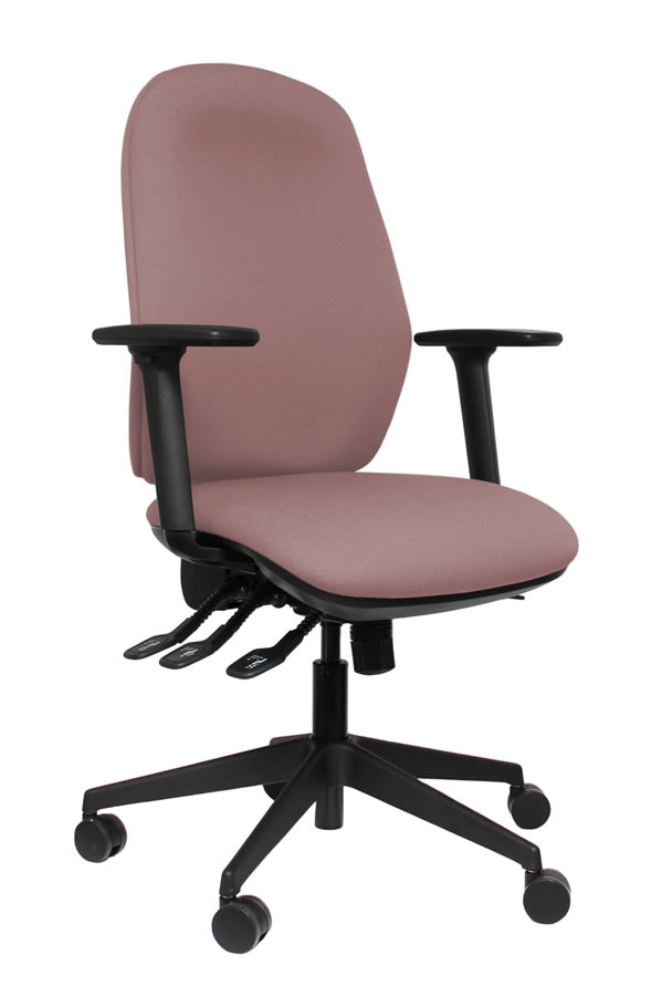 View Pink Heavy Duty High Back Deeply Padded Operator Chair Seat Slide Height Adjustable Back Adjustable Arms Posture Comfort information