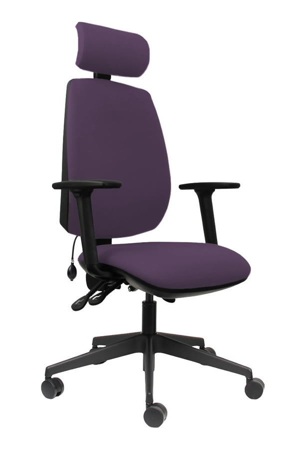 View Purple High Back Ergonomic Executive Desk Home Office Chair Ratchet Height Backrest Seat Tilt Seat Slide Adjustable HeadrestErgo Sit information