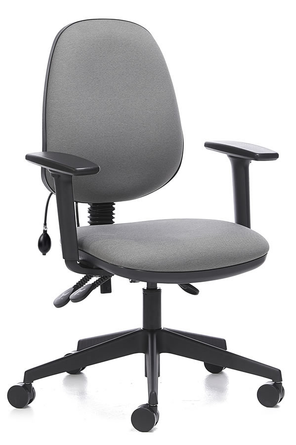 Ergo Fabric Lumbar Support Office Chair T Shaped Arms