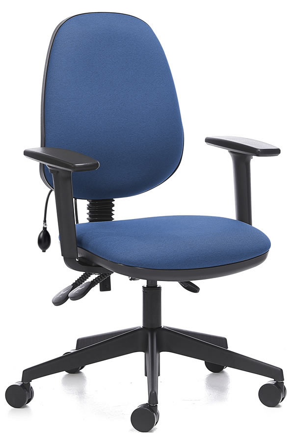 View Blue Ergo Lumber Fabric Computer Desk Chair Independent Seat Ergonomic Inflatable Lumbar Back Pain Support Adjustable Arms 5 Year Guarantee information