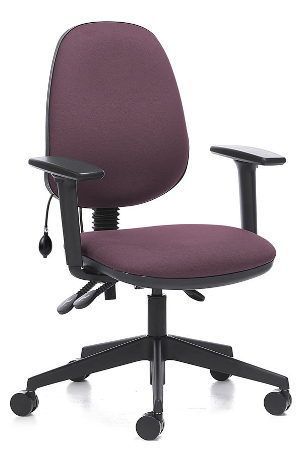 View Purple Ergo Lumber Fabric Computer Desk Chair Independent Seat Ergonomic Inflatable Lumbar Back Pain Support Adjustable Arms 5 Year Guarantee information