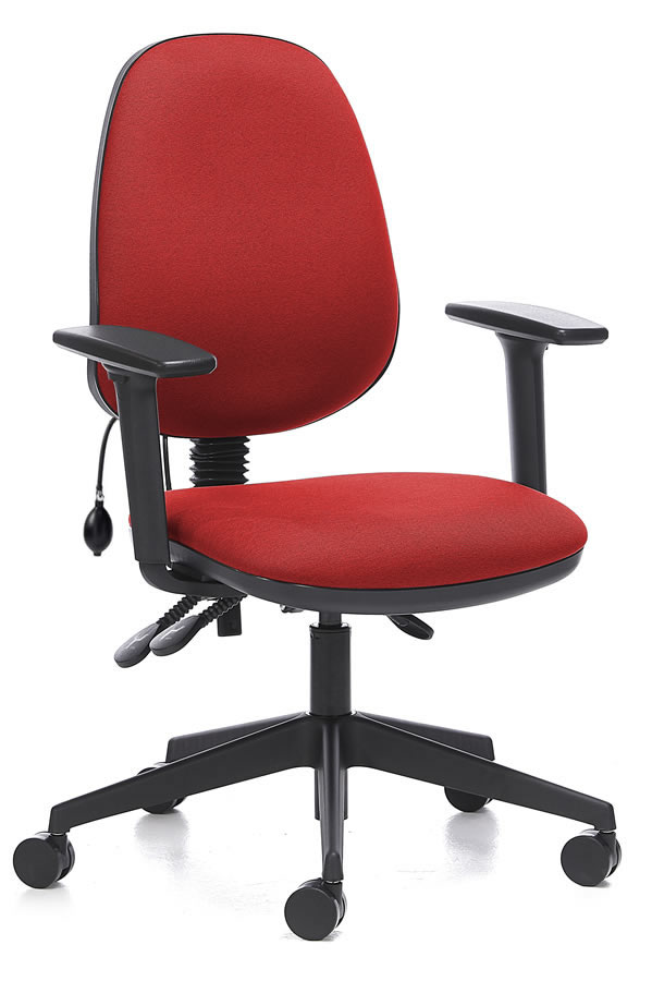 View Red Ergo Lumber Fabric Computer Desk Chair Independent Seat Ergonomic Inflatable Lumbar Back Pain Support Adjustable Arms 5 Year Guarantee information