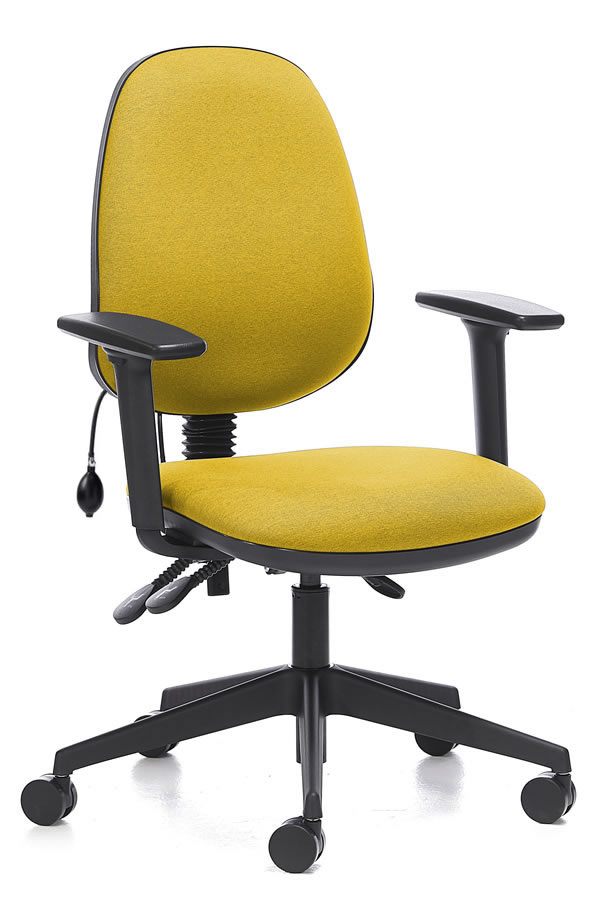 View Yellow Ergo Lumber Fabric Computer Desk Chair Independent Seat Ergonomic Inflatable Lumbar Back Pain Support Adjustable Arms 5 Year Guarantee information