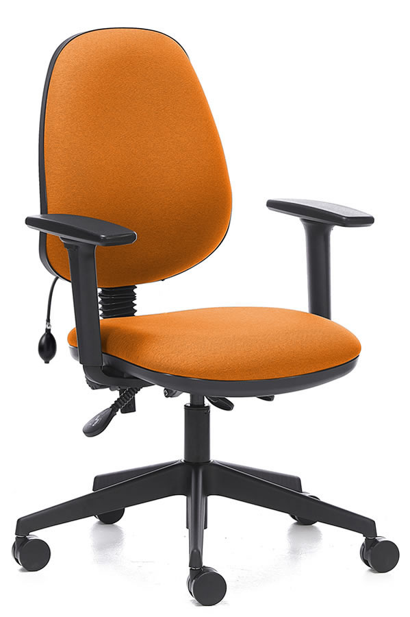 View Orange Ergo Lumber Fabric Computer Desk Chair Independent Seat Ergonomic Inflatable Lumbar Back Pain Support Adjustable Arms 5 Year Guarantee information