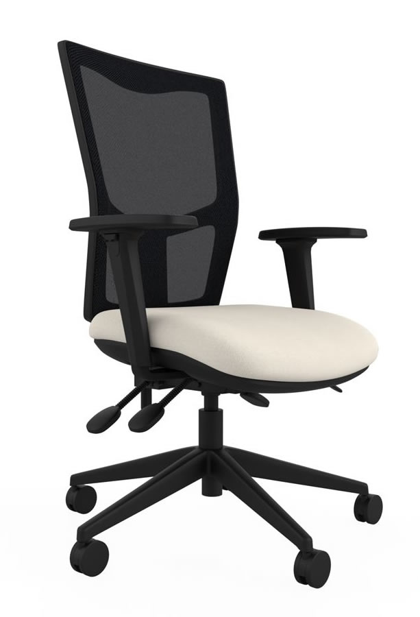 View Cream Ergonomic Adjustable Mesh Backed Office Operator Chair Height Adjustable Seat Backrest Height Adjustable Arms Deeply Padded Seat Paris information