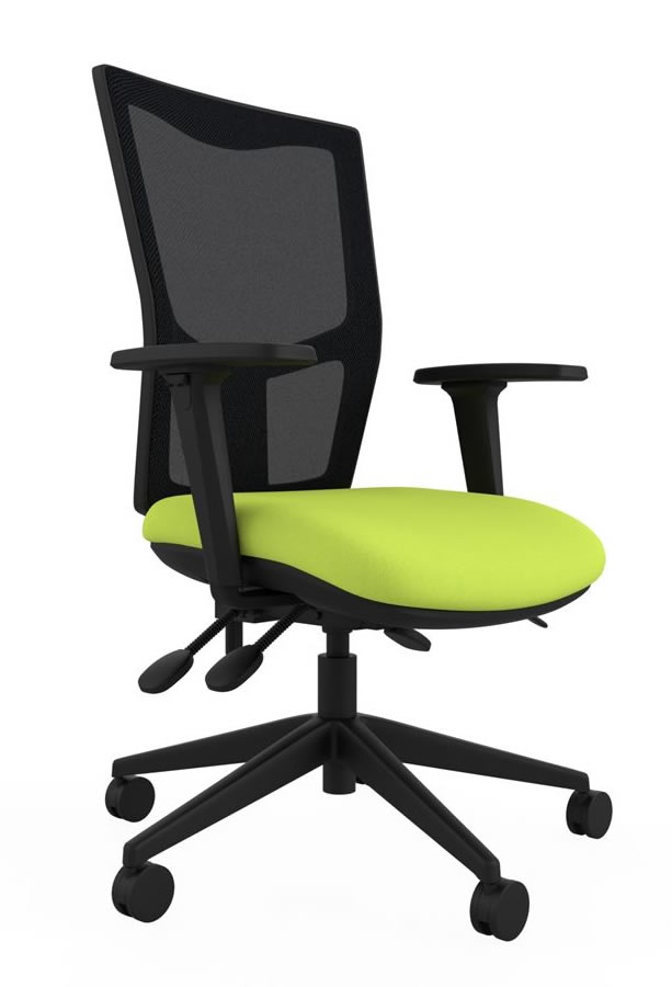 View Green Ergonomic Adjustable Mesh Backed Office Operator Chair Height Adjustable Seat Backrest Height Adjustable Arms Deeply Padded Seat Paris information