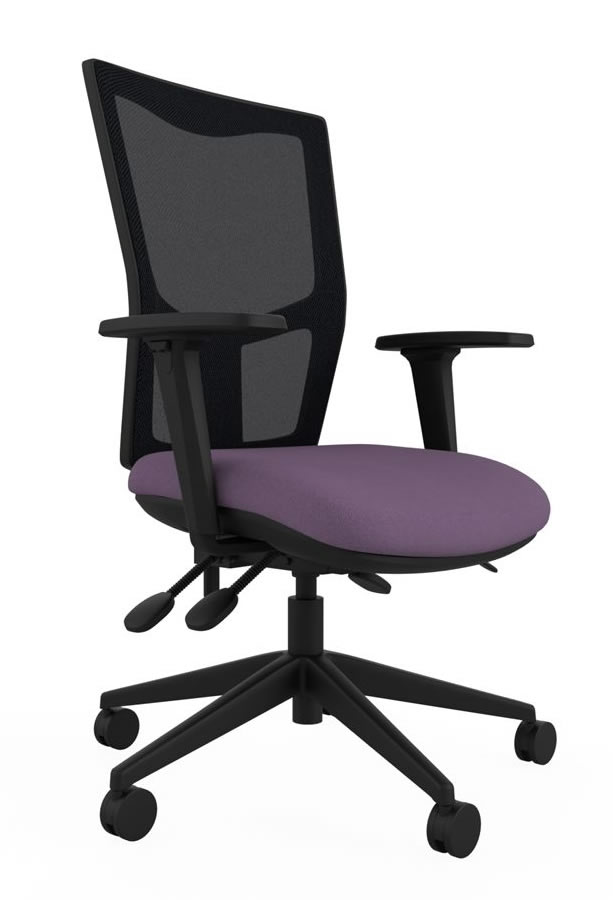 View Purple Ergonomic Adjustable Mesh Backed Office Operator Chair Height Adjustable Seat Backrest Height Adjustable Arms Deeply Padded Seat Par information