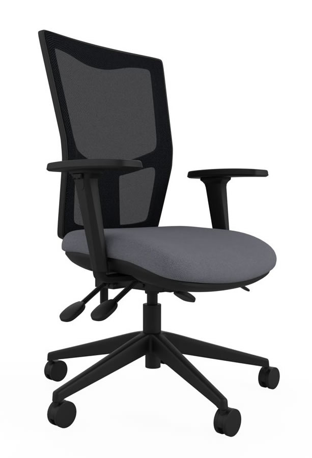 View Grey Ergonomic Adjustable Mesh Backed Office Operator Chair Height Adjustable Seat Backrest Height Adjustable Arms Deeply Padded Seat Paris information