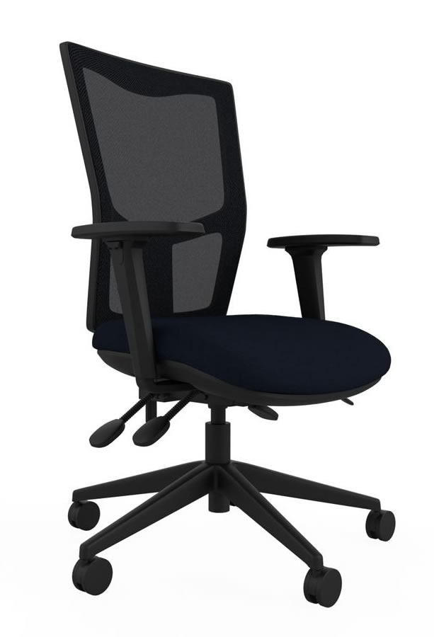 View Black Ergonomic Adjustable Mesh Backed Office Operator Chair Height Adjustable Seat Backrest Height Adjustable Arms Deeply Padded Seat Paris information