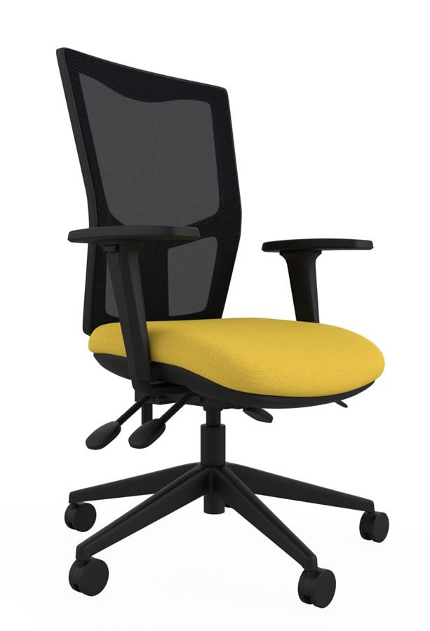 View Yellow Ergonomic Adjustable Mesh Backed Office Operator Chair Height Adjustable Seat Backrest Height Adjustable Arms Deeply Padded Seat Par information