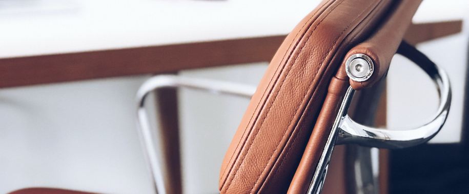 Bonded leather office chair close up
