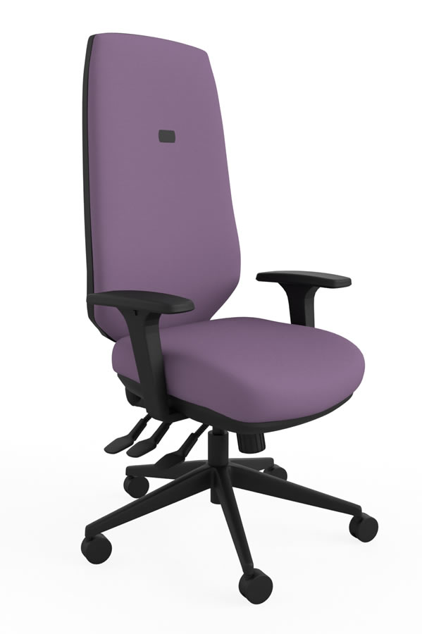 View Purple Ergo Adjust High Back Office Chair Infinitely Locking Seat Backrest Seat Slide Inflatable Lumbar Height Depth Adjustment information