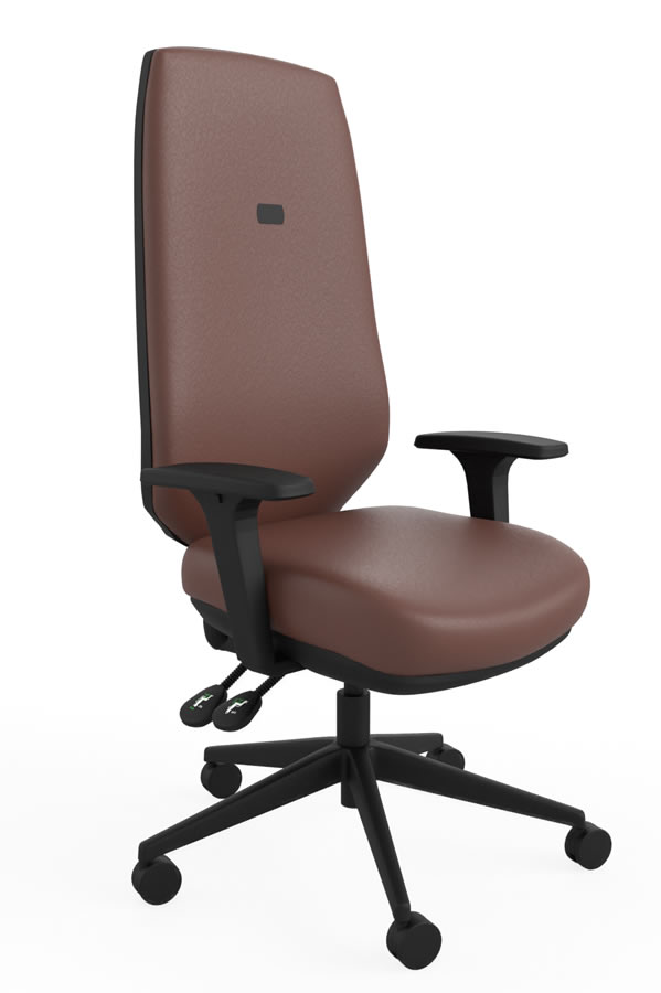 View Brown Vegan Leather Ergo Sync Tall High Back Office Chair Tested To 28 Stones Height Adjustable Reclining Backrest 5Year Guarantee Ergo Sync information