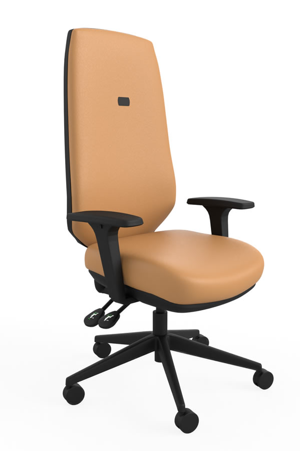 View Tan Vegan Leather Ergo Sync Tall High Back Office Chair Tested To 28 Stones Height Adjustable Reclining Backrest 5Year Guarantee Ergo Sync information