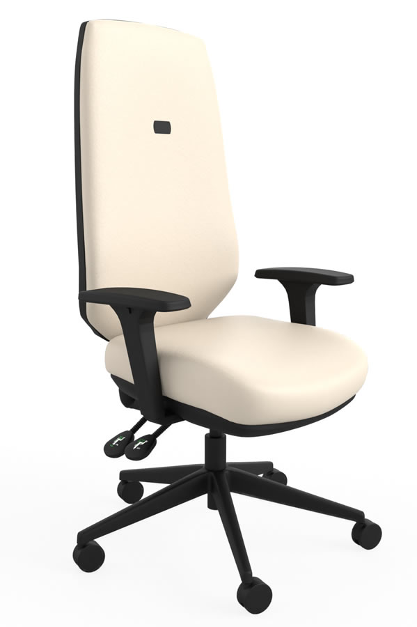 View Cream Vegan Leather Ergo Sync Tall High Back Office Chair Tested To 28 Stones Height Adjustable Reclining Backrest 5Year Guarantee Ergo Sync information