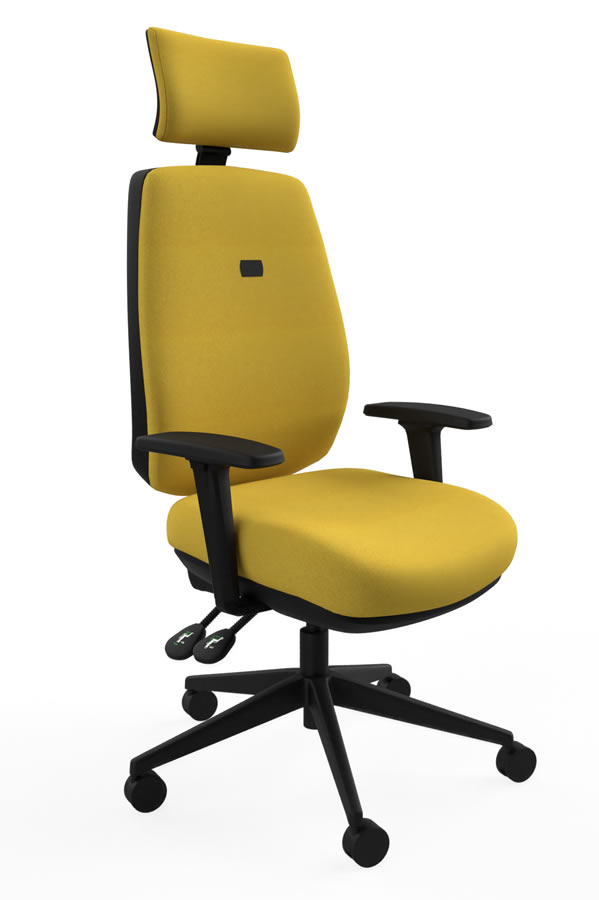 View Yellow High Back Office Chair Independent Backrest Ratchet Height Adjustment Seat Tilt Height Depth Adjustable Arm Saturn information