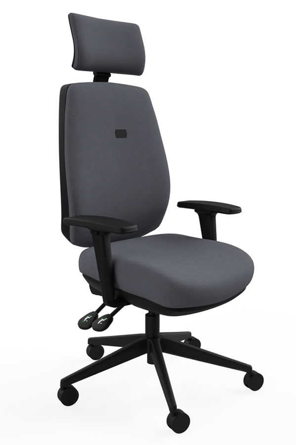 View Grey High Back Office Chair Independent Backrest Ratchet Height Adjustment Seat Tilt Height Depth Adjustable Arm Saturn information