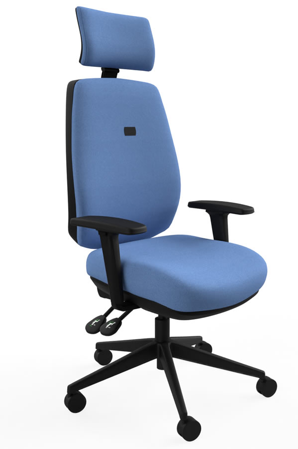 View Blue High Back Office Chair Independent Backrest Ratchet Height Adjustment Seat Tilt Height Depth Adjustable Arm Saturn information