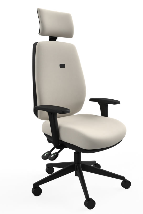 View Cream High Back Office Chair Independent Backrest Ratchet Height Adjustment Seat Tilt Height Depth Adjustable Arm Saturn information