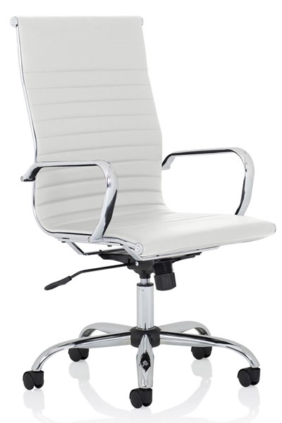 White Leather Office Chair Nola, White Computer Chair With Arms