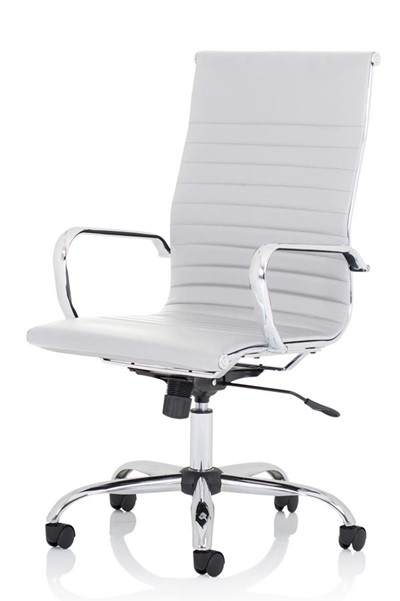 White Leather Office Chair Nola, High Back White Leather Executive Office Chair