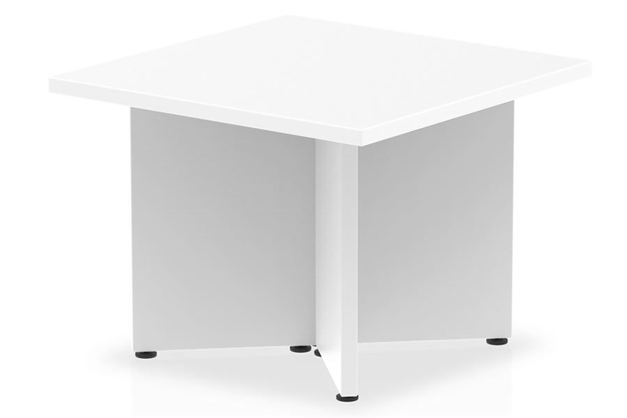View White Reception Coffee Table 60cm Square Rounded Corners Wipe Clean Scratch Resistant Surface Levelling Feet Solid Panel Base Polar information