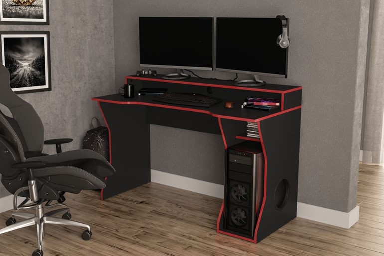 Enzo Black and Red Gaming Computer Desk