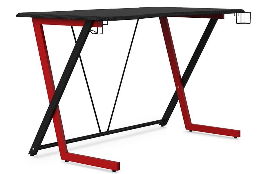 View Phantom Gaming Desk Black Red Steel Frame Carbon Top information