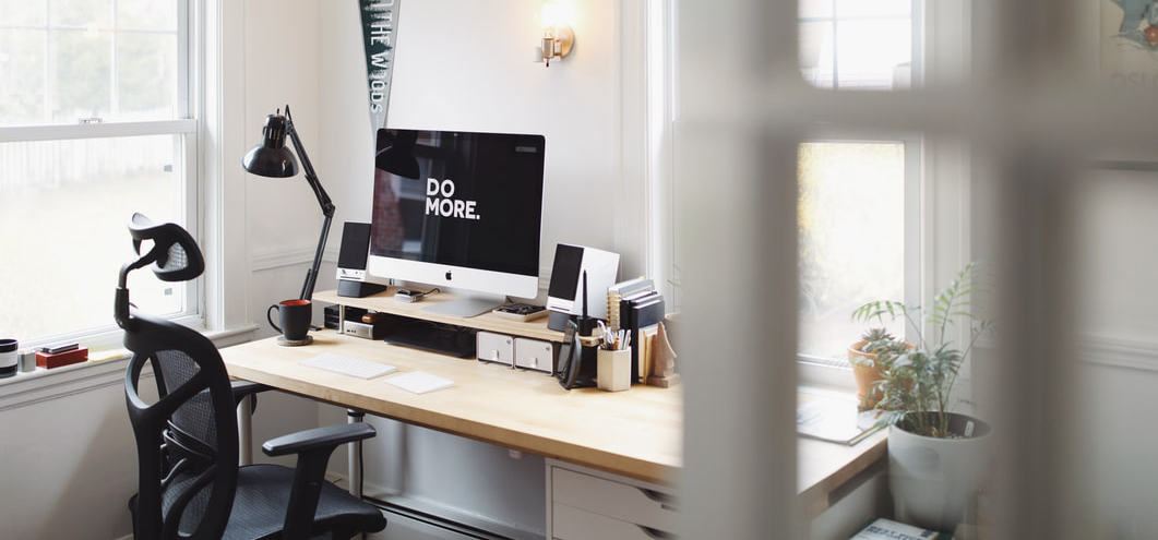 Mesh office chair in home office