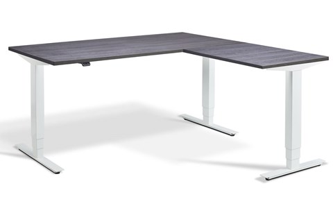 Advance Corner Height Adjustable Desk - 1800mm x 1600mm Anthracite Sherman Oak White 