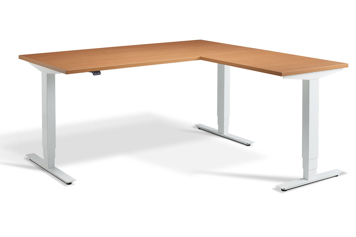 View Corner Height Adjustable Standing Home Office Study Desk Triple Motor System 8 Top Colours 2 Sizes Available 3 Leg Frame Finishes Advance information