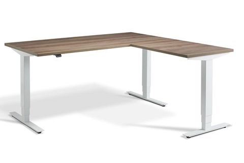 Advance Corner Height Adjustable Desk - 1600mm x 1600mm Grey Nebraska Oak White 