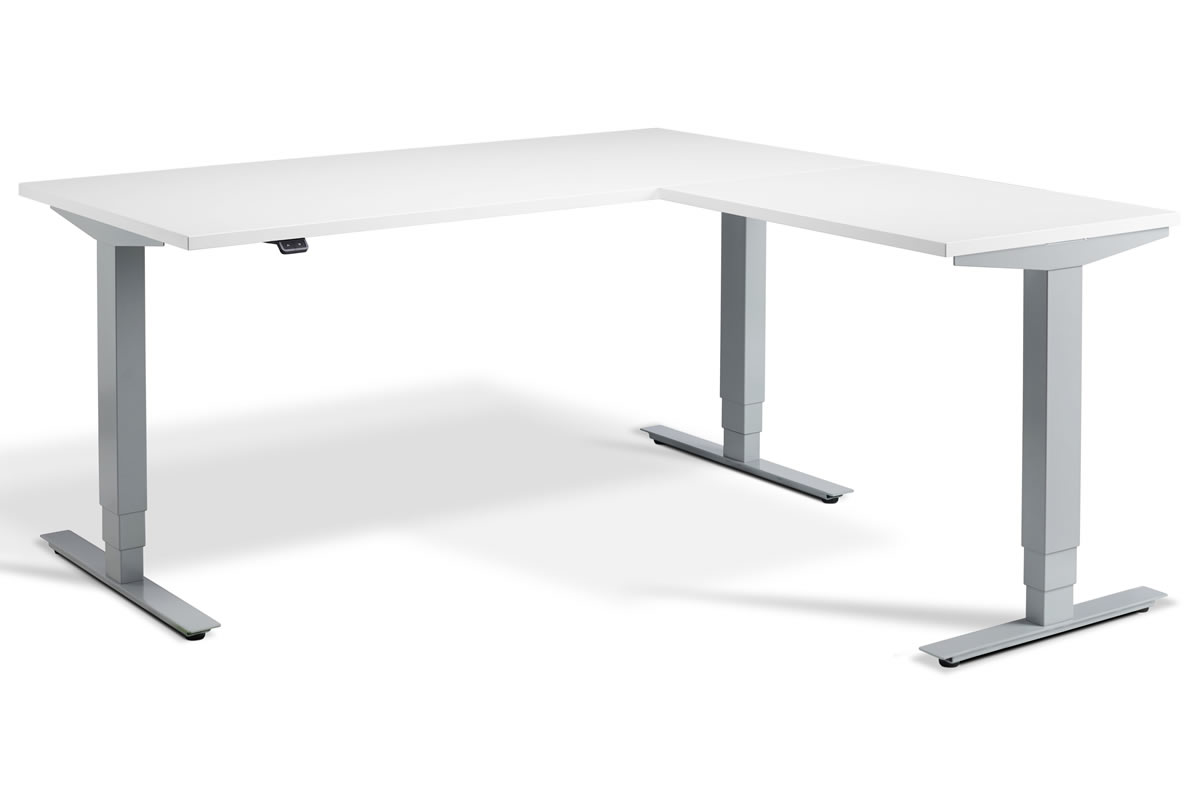 View Corner Height Adjustable Standing Home Office Study Desk Triple Motor System 8 Top Colours 2 Sizes Available 3 Leg Frame Finishes Advance information