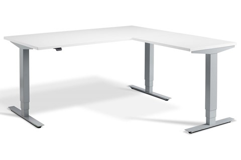 Advance Corner Height Adjustable Desk - 1600mm x 1600mm White Silver 