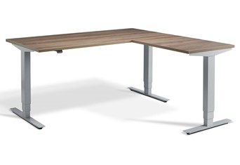 Advance Corner Height Adjustable Desk - 1600mm x 1600mm Grey Nebraska Oak Silver 