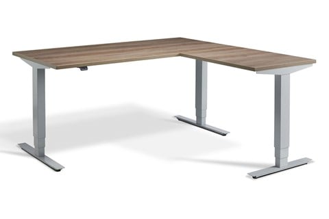 Advance Corner Height Adjustable Desk - 1600mm x 1600mm Grey Nebraska Oak Silver 