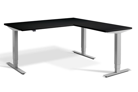 Advance Corner Height Adjustable Desk - 1600mm x 1600mm Black Silver 