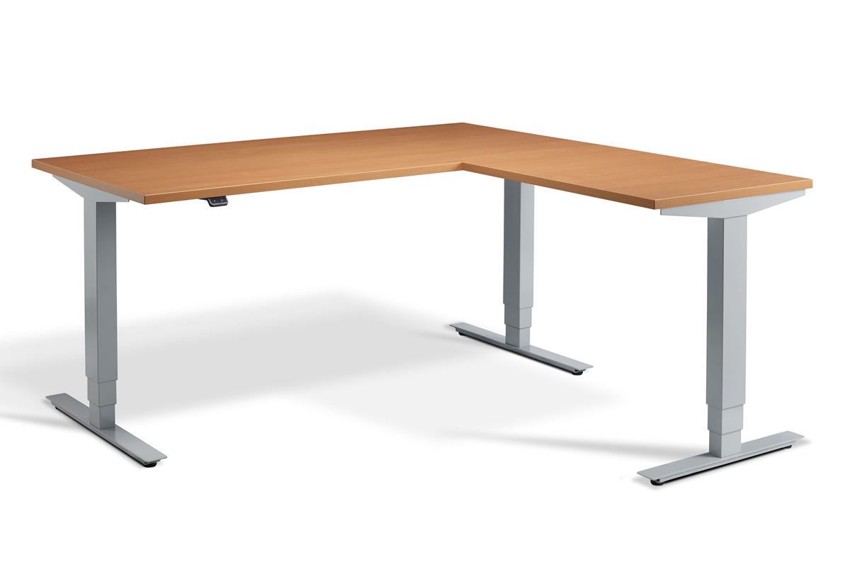 View Corner Height Adjustable Standing Home Office Study Desk Triple Motor System 8 Top Colours 2 Sizes Available 3 Leg Frame Finishes Advance information