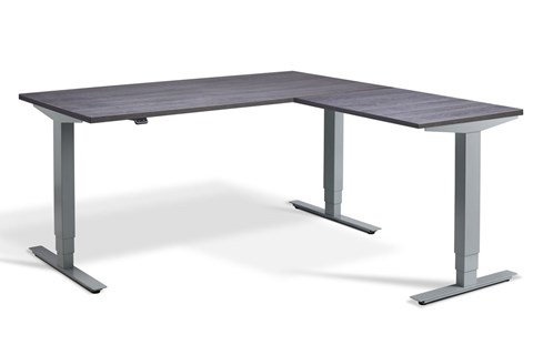 Advance Corner Height Adjustable Desk - 1800mm x 1600mm Anthracite Sherman Oak Silver 