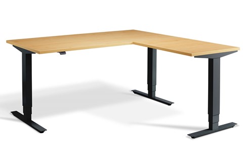 Advance Corner Height Adjustable Desk - 1600mm x 1600mm Oak Black 
