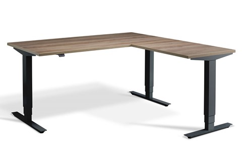 Advance Corner Height Adjustable Desk - 1600mm x 1600mm Grey Nebraska Oak Black 