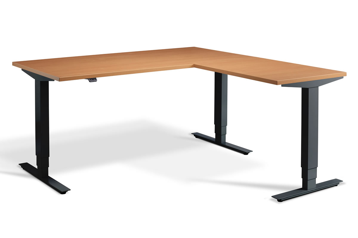 View Corner Height Adjustable Standing Home Office Study Desk Triple Motor System 8 Top Colours 2 Sizes Available 3 Leg Frame Finishes Advance information