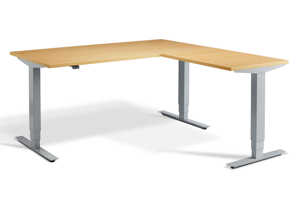 View Corner Height Adjustable Standing Home Office Study Desk Triple Motor System 8 Top Colours 2 Sizes Available 3 Leg Frame Finishes Advance information