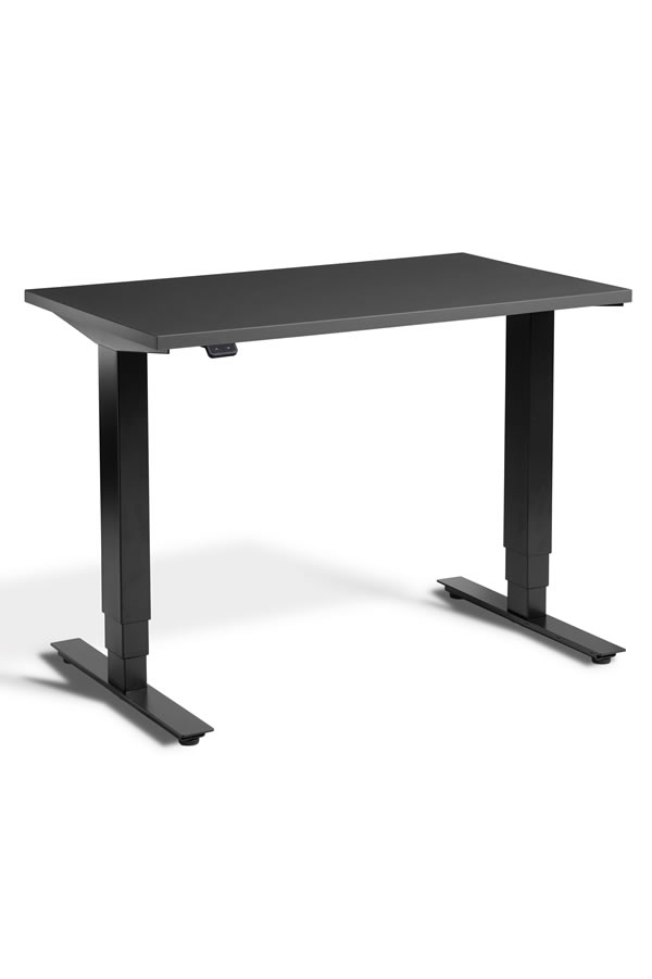 View Graphite Black Mini Height Adjustable Standing Office Desk 1000mm x 600mm Electric Dual Motor Choice Of 3 Frame Colours 5Year Guarantee information