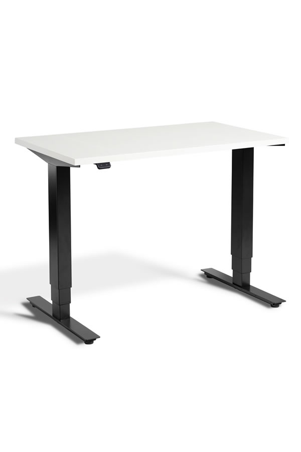 View White Mini Height Adjustable Standing Office Desk 1000mm x 600mm Electric Dual Motor Choice Of 3 Frame Colours 5 Year Guarantee Lavorro information